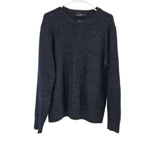 Hackett London Men's Pullover Sweater Blue Textured Ribbed Knit Crew Neck Sz M